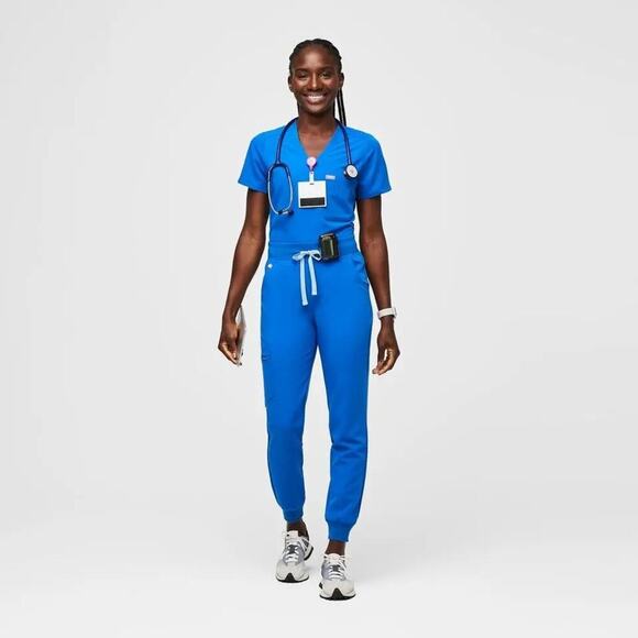 Figs Scrub Set Casma Top Medium Zamora Joggers Large Royal Blue M/L Hospital - Picture 1 of 10